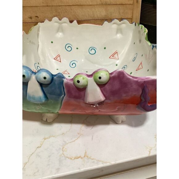 Studio Designworks Handpainted Ceramic Joy Cats Serving Bowl 1990 - Picture 2 of 9